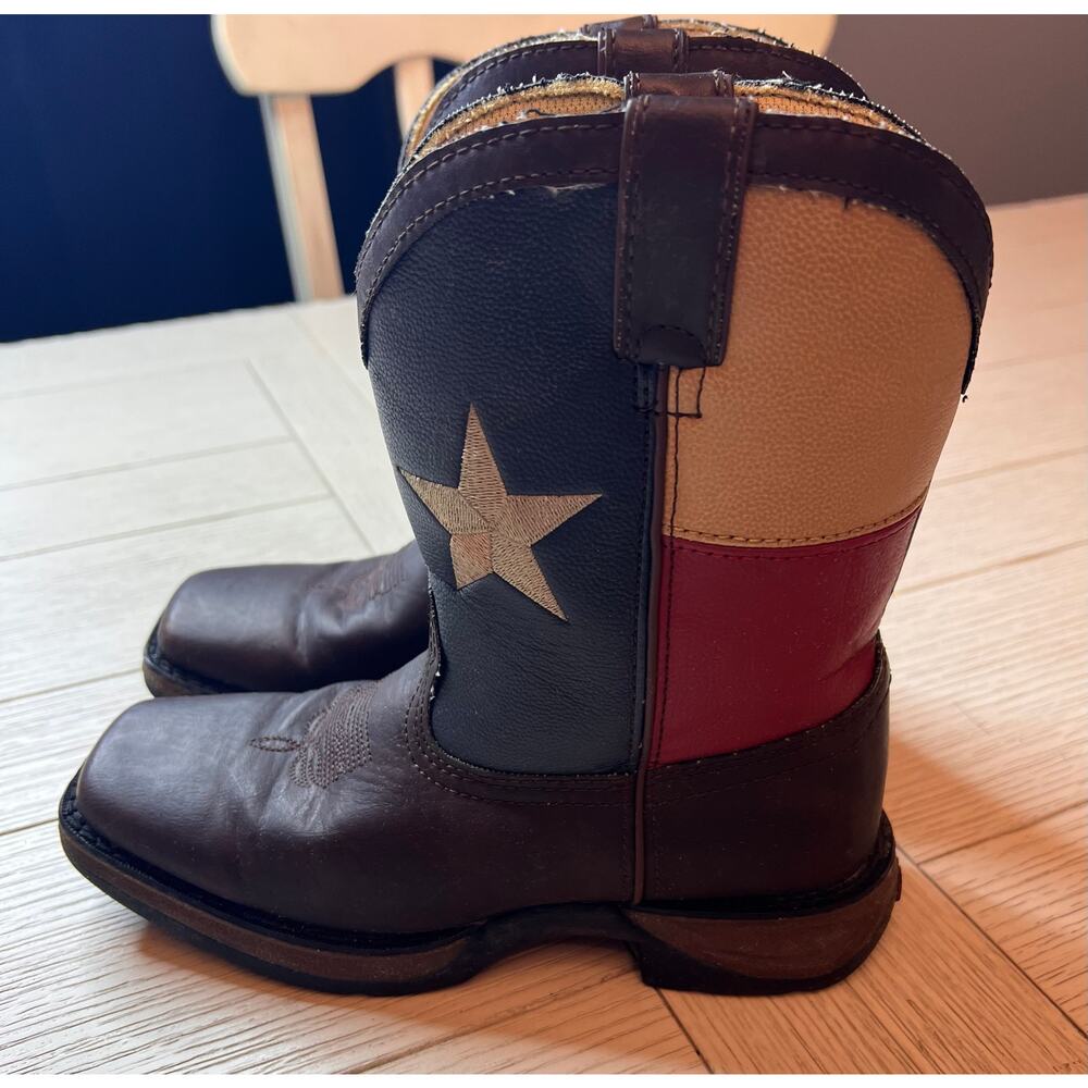 Durango kids Texas flag‎ brown western boots. Red, white & blue. Sz kids 2.5M.